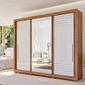 Guarda-Roupa Casal Com Espelho 3 Portas de Correr em MDF Panan Móveis Vitória Cinamomo/Off White Guarda-Roupa Casal Com Espelho 3 Portas de Correr em MDF Panan Móveis Vitória Cinamomo/Off White