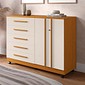 Cômoda Bella 5 Gavetas 2 Portas 136cm MDF ACP - Cin/Ofwh