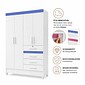Guarda-roupa Solteiro Sobral 4 Portas 4 Gavetas com Chave Moval - Branco