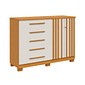 Cômoda Bella 100% MDF 5 Gavetas com Sapateira ACP - Cinamomo/Off White