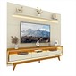 Painel Royal 220 Com Rack Requinte 212 LED Rodízios Off White Naturale Gelius