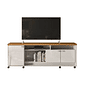 Bancada Rack para Sala Dallas Off White/Tauari 3 Portas 2 Prateleiras e Rodízios - Lukaliam Bancada Rack para Sala Dallas Off White/Tauari 3 Portas 2 Prateleiras e Rodízios - Lukaliam