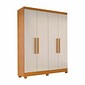 Guarda-Roupa Solteiro 4 Portas Sergipe Nature/Off White - Bianchi  Guarda-Roupa Solteiro 4 Portas Sergipe Nature/Off White - Bianchi