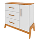 Cômoda Guti 100% MDF, 1 Porta, 3 Gavetas Branco/Amendoa - Peroba Cômoda Guti 100% MDF, 1 Porta, 3 Gavetas Branco/Amendoa - Peroba