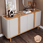 Buffet para Sala 4 Portas em MDF Eva Cimol Off White com Nature Buffet para Sala 4 Portas em MDF Eva Cimol Off White com Nature