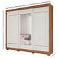 Guarda-roupa 3 Portas 6 Gavetas Correr Panan Valentina com Espelho - Cinamomo/Off White