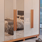 Guarda-Roupa Casal Com Espelho Em MDF 6 Portas Bom Pastor Primore Naturall/Off White Guarda-Roupa Casal Com Espelho Em MDF 6 Portas Bom Pastor Primore Naturall/Off White