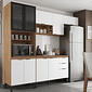 Cozinha Firenze 4 módulos com Vidro Amendoa com Branco - Demobile Cozinha Firenze 4 módulos com Vidro Amendoa com Branco - Demobile