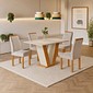 Conjunto Mesa Qatar Retangular 120x80cm com 4 Cadeiras Cel Moveis - Cinamomo/Off White
