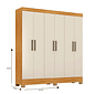 Guarda-Roupa Casal 6 Portas Pratico Cinamomo/Off White - Demobile