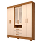 Guarda-Roupa com Espelho Debora 6 Portas 100% MDF Cinamomo/Off White - Acp Móveis Guarda-Roupa com Espelho Debora 6 Portas 100% MDF Cinamomo/Off White - Acp Móveis