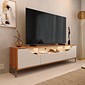 Rack Bancada 210cm com LED TV até 85 Polegadas Pés de Ferro Albi Lukaliam - Preto
