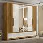 Guarda Roupa Casal com Espelho Amazonas 6 Portas Freijo/Off White Moval Guarda Roupa Casal com Espelho Amazonas 6 Portas Freijo/Off White Moval