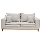 Sofá Búzios 3 Lugares 2,00m com Pillow – Assento em Espuma D33 e Pés de Madeira - Bege - Design Sofá Búzios 3 Lugares 2,00m com Pillow – Assento em Espuma D33 e Pés de Madeira - Bege - Design