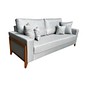 Sofá Living Mensdoza 2.00m Assento 10cm Linho Molas Bonel Cinza Pés de Madeira