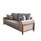 Sofá Living Mensdoza 2.00m Assento 10cm Linho Molas Bonel Cinza Pés de Madeira