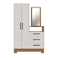 Cômoda para Quarto com Espelho 2 Portas 3 Gav Notável NT5165 Freijó/Off White Cômoda para Quarto com Espelho 2 Portas 3 Gav Notável NT5165 Freijó/Off White