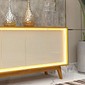 Buffet 160 Requinte 4 Portas 100% MDF Com Pés Madeira Naturale Off Gelius