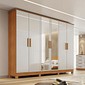 Guarda-Roupa Casal Com Espelho Em MDF 6 Portas Bianchi Nina Naturall/Off White Guarda-Roupa Casal Com Espelho Em MDF 6 Portas Bianchi Nina Naturall/Off White