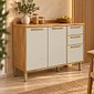 Balcão Ronipa 3 Portas 2 Gavetas Trebbiano 120cm Amêndoa - Off White Balcão Ronipa 3 Portas 2 Gavetas Trebbiano 120cm Amêndoa - Off White