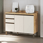 Balcão de Cozinha com Tampo 3 Portas 2 Gavetas em MDF Ronipa Chardonnay Amendoa/Off White Balcão de Cozinha com Tampo 3 Portas 2 Gavetas em MDF Ronipa Chardonnay Amendoa/Off White