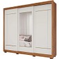 Guarda-roupa 3 Portas 6 Gavetas Correr Panan Valentina com Espelho - Cinamomo/Off White