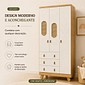 Guarda-roupa 3 Portas Abrir 100% MDF 3 Gavetas Peroba Pingo New Tela - Amêndoa/Off White