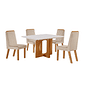 Conjunto Mesa Firenze 120x80cm com 4 Cadeiras Riviera Castanho/Off White Sued 164- LJ Móveis  Conjunto Mesa Firenze 120x80cm com 4 Cadeiras Riviera Castanho/Off White Sued 164- LJ Móveis