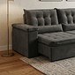 Sofá Retrátil Reclinável Moscou 3,00m Veludo Suede Espuma D28 - Cinza