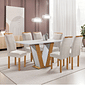Mesa Qatar com 6 Cadeiras Londres 160x80cm Sem Vidro Cinamomo/Off White - Cel Móveis  Mesa Qatar com 6 Cadeiras Londres 160x80cm Sem Vidro Cinamomo/Off White - Cel Móveis
