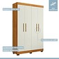 Guarda-roupa Flórida 4 Portas 3 Gavetas 141cm MDF Tigus - Amadeirado/Off White