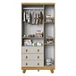 Guarda-roupa 3 Portas Abrir 100% MDF 3 Gavetas Peroba Pingo New Tela - Amêndoa/Off White