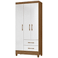 Guarda-Roupa Solteiro 3 Portas 2 Gavetas Lima Naturale/Branco - Moval Guarda-Roupa Solteiro 3 Portas 2 Gavetas Lima Naturale/Branco - Moval