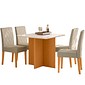 Mesa Helo 90x90 Vidro 4 Cadeiras Freijo Off Bege Poliman