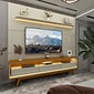 Painel Royal 220 Com Rack Requinte 212 LED Rodízios Off White Naturale Gelius