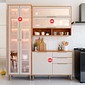 Cozinha Esplêndida Cristal 3 Módulos 100% MDF Cristaleira Reflecta com LED, MGM Móveis - Cinamomo/Of White