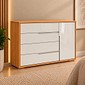 Cômoda Sapateira 100% MDF Robel Concept 4 Gavetas 1 Porta 136cm - Freijo/Off White Cômoda Sapateira 100% MDF Robel Concept 4 Gavetas 1 Porta 136cm - Freijo/Off White