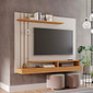 Painel para TV 50 Polegadas 2 Prateleiras Permobili Valencia Off White/Nature Painel para TV 50 Polegadas 2 Prateleiras Permobili Valencia Off White/Nature