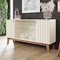 Buffet Aparador Eiffel 4 Portas Henn Off White/Nature - Ripado e Vidro Buffet Aparador Eiffel 4 Portas Henn Off White/Nature - Ripado e Vidro