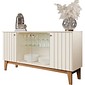 Buffet Aparador Eiffel 4 Portas Henn Off White/Nature - Ripado e Vidro Buffet Aparador Eiffel 4 Portas Henn Off White/Nature - Ripado e Vidro