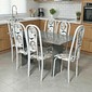 Conjunto Mesa 6 Cadeiras Tubular Lavínea 140x75cm - Branco - Tampo e Pés em Granito