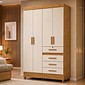 Guarda-roupa Sobral Solteiro 4 Portas 4 Gavetas com Chave Moval - Freijo/Off White