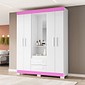 Guarda-roupa Solteiro NT6055 com Espelho 4 Portas 138,5cm Notável - Branco Fosco - Br/Rsfle