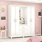 Guarda-Roupa Solteiro Com Espelho Capelinha Lord Branco/Rosa Flex  - Demobile Guarda-Roupa Solteiro Com Espelho Capelinha Lord Branco/Rosa Flex  - Demobile
