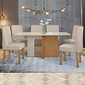 Conjunto de Mesa de Jantar Com 6 Cadeiras Lopas Astrid 160X80 Amendoa/Off White/ Linho Bege Conjunto de Mesa de Jantar Com 6 Cadeiras Lopas Astrid 160X80 Amendoa/Off White/ Linho Bege