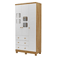 Guarda-Roupa Infantil em MDF 3 Portas Moveis Peroba Uli Amendoa/Branco Guarda-Roupa Infantil em MDF 3 Portas Moveis Peroba Uli Amendoa/Branco