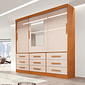 Guarda-Roupa Casal Athenas com Espelho 3 Portas 9 Gavetas Nature/Off White - Bianchi