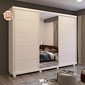 Guarda-Roupa Casal 3 Portas de correr Anna Euro 100% MDF com Espelho Branco - Bom Pastor