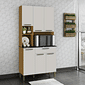Armário de Cozinha Kit 6 Portas 1 Gaveta em MDF  Ronipa Tannat Amendoa/Off White Armário de Cozinha Kit 6 Portas 1 Gaveta em MDF  Ronipa Tannat Amendoa/Off White