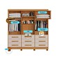 Guarda-Roupa Casal 100% MDF Athenas com Espelho 3 Portas 9 Gavetas Nature/Off White - Bianchi